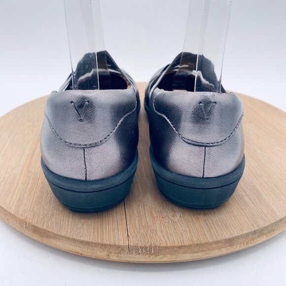 Vionic Shoes Womens 7 38 Silver Leather Orthopedic Mary Jane Loafers Preppy - Picture 8 of 11